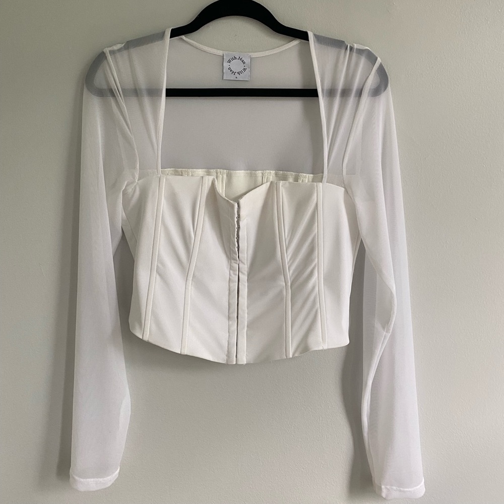 With Jean Al Top White Mesh Corset w/ Boning $220
